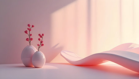 Easter eggs with red flowers on a white background. 3d renderの素材