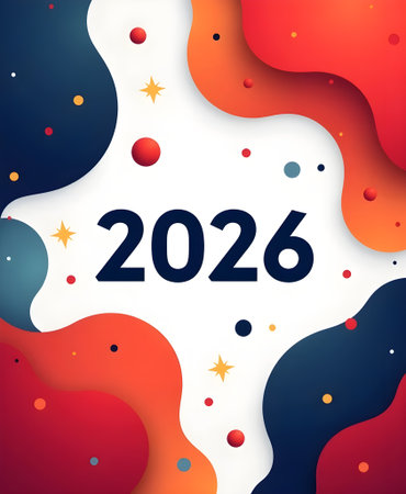 Happy New Year 2016. Abstract background with paper cut shapes. Vector illustration.の素材