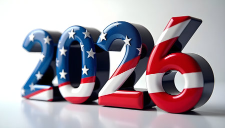 3d rendering of the new year 2016 with american flag colorsの素材