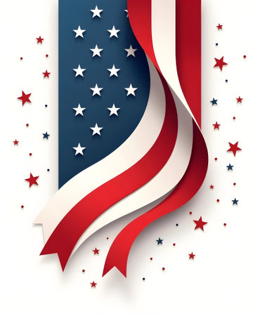 Patriotic background with American flag and stars. Vector illustration.の素材