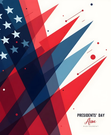Happy President's Day greeting card with American flag. Vector illustration.の素材