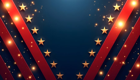USA Independence day background with red and gold stars. Vector illustration.の素材