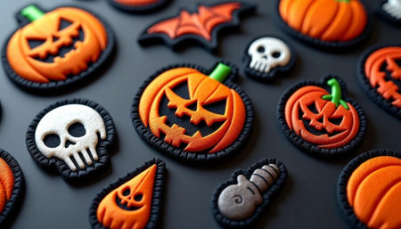 Halloween cookies on a dark background. Selective focus. Holiday.の素材