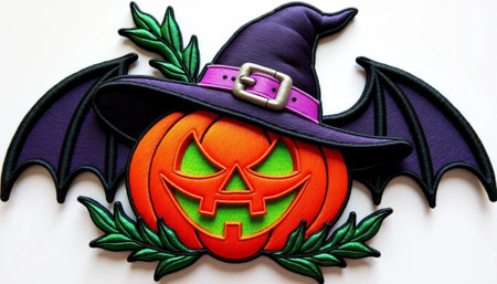 Halloween decoration with pumpkin and witch's hat on a white backgroundの素材