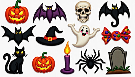 Halloween icon set on white background. Vector illustration. Eps10の素材