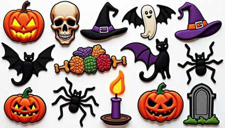 Halloween icons on white background. Halloween party, halloween and trick or treat.の素材