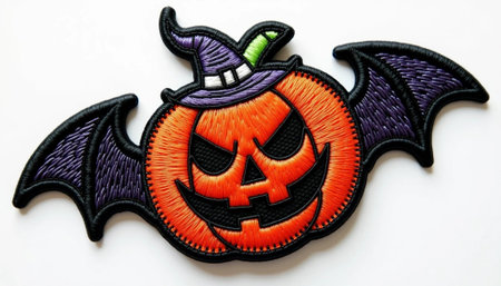 Halloween decoration with bats and pumpkin isolated on a white background.の素材