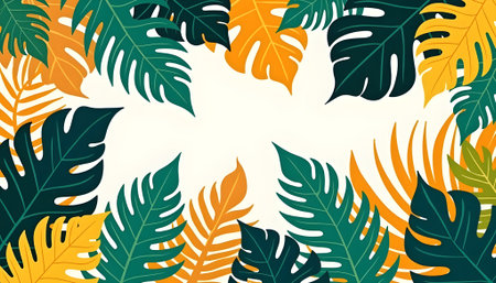 Summer tropical background with palm leaves. Vector illustration. EPS 10.の素材