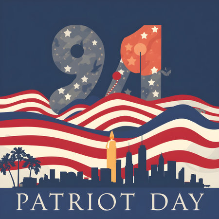 Patriot Day. Vector illustration in flat style. Design element for poster, card, banner.の素材