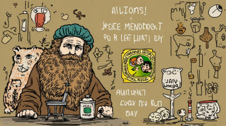 Hand drawn vector illustration or drawing of a pirate captain with a map of the island of Sardiniaの素材