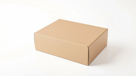 Cardboard box isolated on white background. Clipping path included.の素材