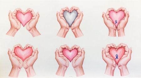 Hands holding heart shape on white background, valentine day conceptの素材