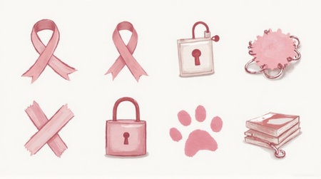 Breast Cancer Awareness Ribbon Symbols, Vector Illustration EPS10の素材