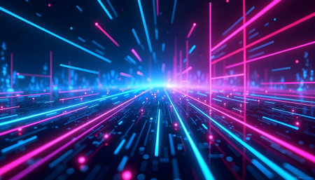 3d rendering of abstract technology background with glowing particles. Futuristic background.の素材