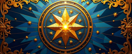 Vector illustration of a golden star on a blue background. EPS10の素材