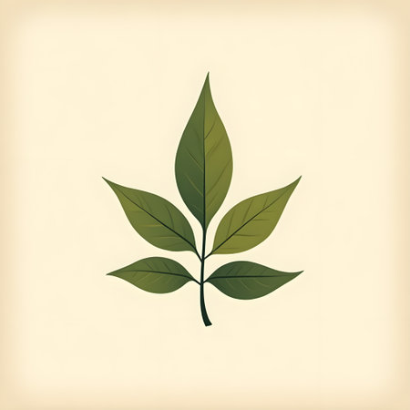Green leaves on beige background. Vector illustration. Eps 10.の素材