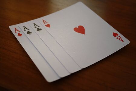 Stack of playing cards acesの写真素材