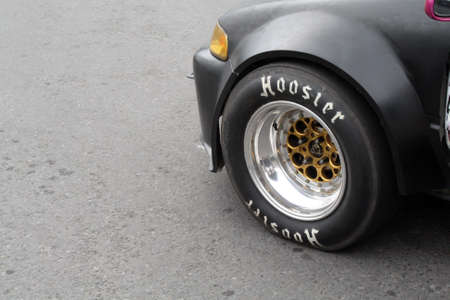 The large tires used by the car will benefit the racer because it makes the grip on the tires bigger and compensates for the torque so that the tires don't slip during the raceの写真素材