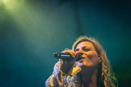 Bergamo, Italy. 23st July 2017. Italian singer Irene Grandi performs at the Rock sul Serio festival. Brambilla Simone Photography Live Newsのeditorial素材