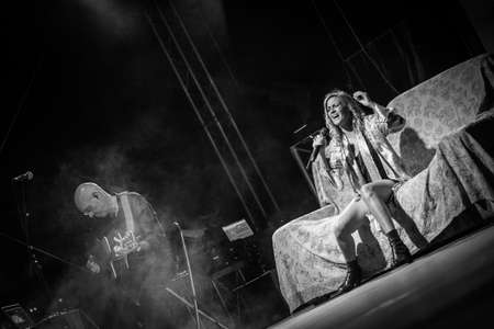 Bergamo, Italy. 23st July 2017. Italian singer Irene Grandi performs at the Rock sul Serio festival. Brambilla Simone Photography Live Newsのeditorial素材