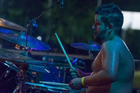 Bergamo, Italy. 26th August 2017. rock band Viscera performs at the Pollo Metal fest. Brambilla Simone Photography Live Newsのeditorial素材