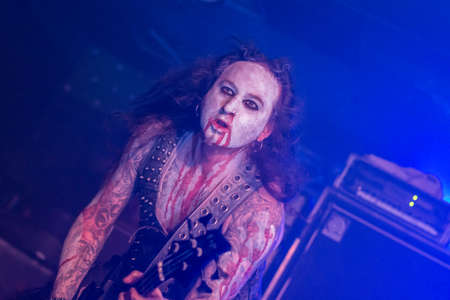 Brescia, Italy. 19 October 2017. Austrian extreme Blackened death metal band Belphegor performs at...