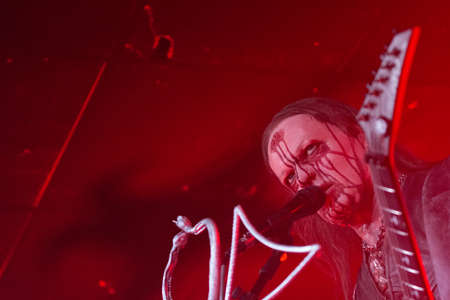 Brescia, Italy. 19 October 2017. Austrian extreme Blackened death metal band Belphegor performs at...