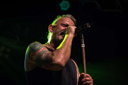 Milan, Italy. 16 March 2018. Italian folk rock band Modena City Ramblers performs at Live Music Club. Brambilla Simone Photography Live Newsのeditorial素材