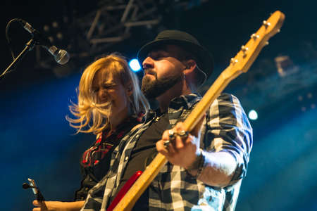 Milan, Italy. 16 March 2018. Italian folk rock band The Clan performs at Live Music Club for the Irish folk festival. Brambilla Simone Photography Live Newsのeditorial素材