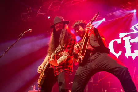 Milan, Italy. 16 March 2018. Italian folk rock band The Clan performs at Live Music Club for the...