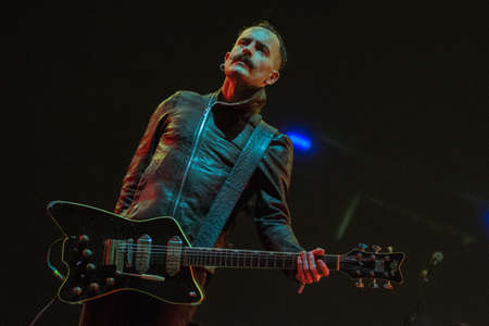 Milan, Italy. 10 April 2018. Italian alternative rock band Afterhours performs at indoor sports arena âMediolanum Forumâ of Assago (MI). Brambilla Simone Photography Live Newsのeditorial素材