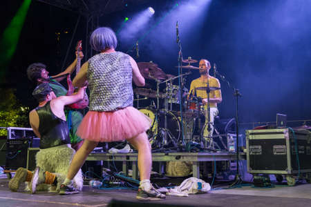 Bergamo, Italy - June 29, 2018: The Italian comedy heavy metal band from Rome, NANOWAR OF STEEL...