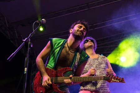 Bergamo, Italy - June 29, 2018: The Italian comedy heavy metal band from Rome, NANOWAR OF STEEL...