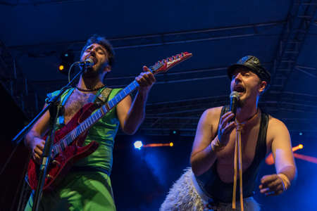 Bergamo, Italy - June 29, 2018: The Italian comedy heavy metal band from Rome, NANOWAR OF STEEL...