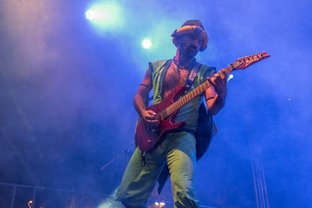 Bergamo, Italy - June 29, 2018: The Italian comedy heavy metal band from Rome, NANOWAR OF STEEL performs at BIRRANBANDA Festival of Sanpaolo dArgon (BG). Brambilla Simone Live News photographerのeditorial素材