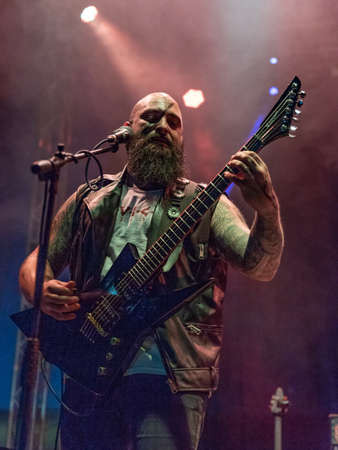 Bergamo, Italy - July 29, 2018: The Italian Metal band ATAVICUS performs at 6th Folk and Metal Fest of Malpaga (BG). Brambilla Simone Live News photographerのeditorial素材