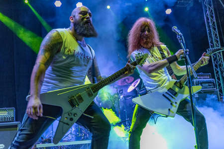 Bergamo, Italy - July 29, 2018: The Italian Metal band ATAVICUS performs at 6th Folk and Metal Fest of Malpaga (BG). Brambilla Simone Live News photographerのeditorial素材