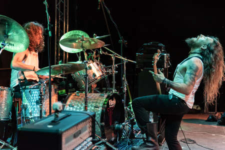 Bergamo, Italy - July 29, 2018: The Italian Metal band ATAVICUS performs at 6th Folk and Metal Fest of Malpaga (BG). Brambilla Simone Live News photographerのeditorial素材