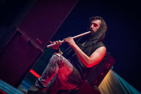 Bergamo, Italy. 5st August 2017. Rock Metal band Eluveitie performs at the Metal for Emergency in Filagosto Festival. Brambilla Simone Photography Live Newsのeditorial素材