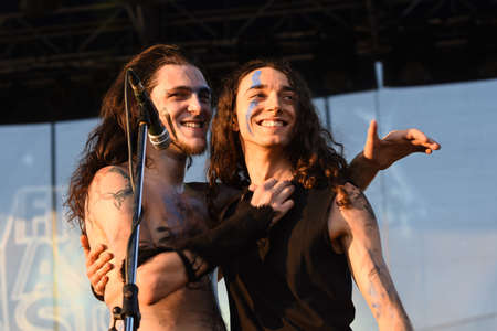 Bergamo, Italy. 5st August 2017. Rock Metal band Furor Gallico performs at the Metal for Emergency...