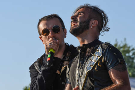 Bergamo, Italy. 5st August 2017. Rock Metal band Sound Storm performs at the Metal for Emergency in...