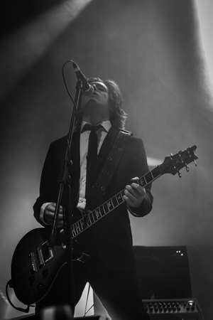 Milan, Italy - October 18, 2019: Italian RockâN Roll music band LIFE IN THE WOODS performs at LIVE MUSIC CLUB. Brambilla Simone Live News photographerのeditorial素材