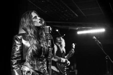 Milan, Italy - June 6, 2018: Italian metal rock band DEATHLESS LEGACY, from Tuscany, performs at LEGEND CLUB of Milan. Brambilla Simone Live News photographerのeditorial素材