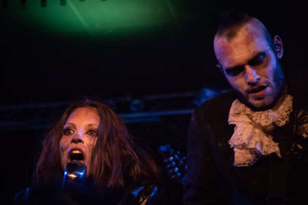 Milan, Italy - June 6, 2018: Italian metal rock band DEATHLESS LEGACY, from Tuscany, performs at LEGEND CLUB of Milan. Brambilla Simone Live News photographerのeditorial素材