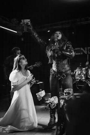 Milan, Italy - June 6, 2018: Italian metal rock band DEATHLESS LEGACY, from Tuscany, performs at LEGEND CLUB of Milan. Brambilla Simone Live News photographerのeditorial素材