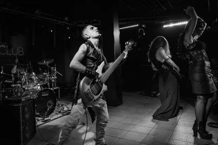 Milan, Italy - June 6, 2018: Italian metal rock band KANTICA, performs at LEGEND CLUB of Milan. Brambilla Simone Live News photographerのeditorial素材