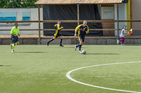 Bergamo, Italy - May 6, 2018: The Lombard football teams GS Santa Maria di Oleno and Murazzi competes for the third year in a single game at the football field of Dalmine, in the province of Bergamo.のeditorial素材
