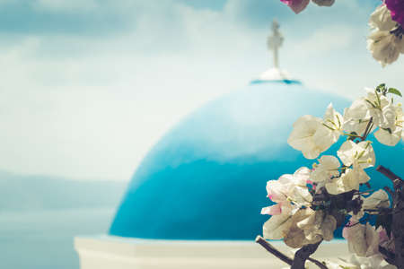 Santorini Island in Greece. Panoramic view. Tourist destination. Summer.の写真素材