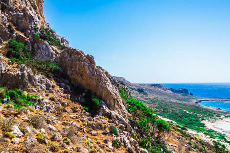 Balos beach in Greece. Sea view and summer landscape. Sunny weather holidays.の写真素材