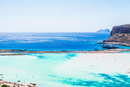 Balos beach in Greece. Sea view and summer landscape. Sunny weather holidays.の写真素材